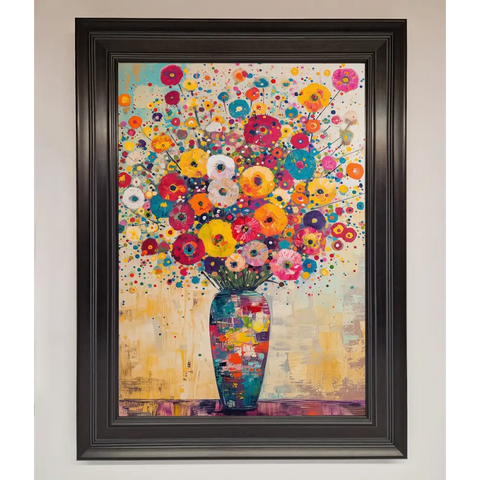 Klimt Style Flowers Framed Poster - A1 (59.4 x 84.1 cm) / Matt Black - Framed Print