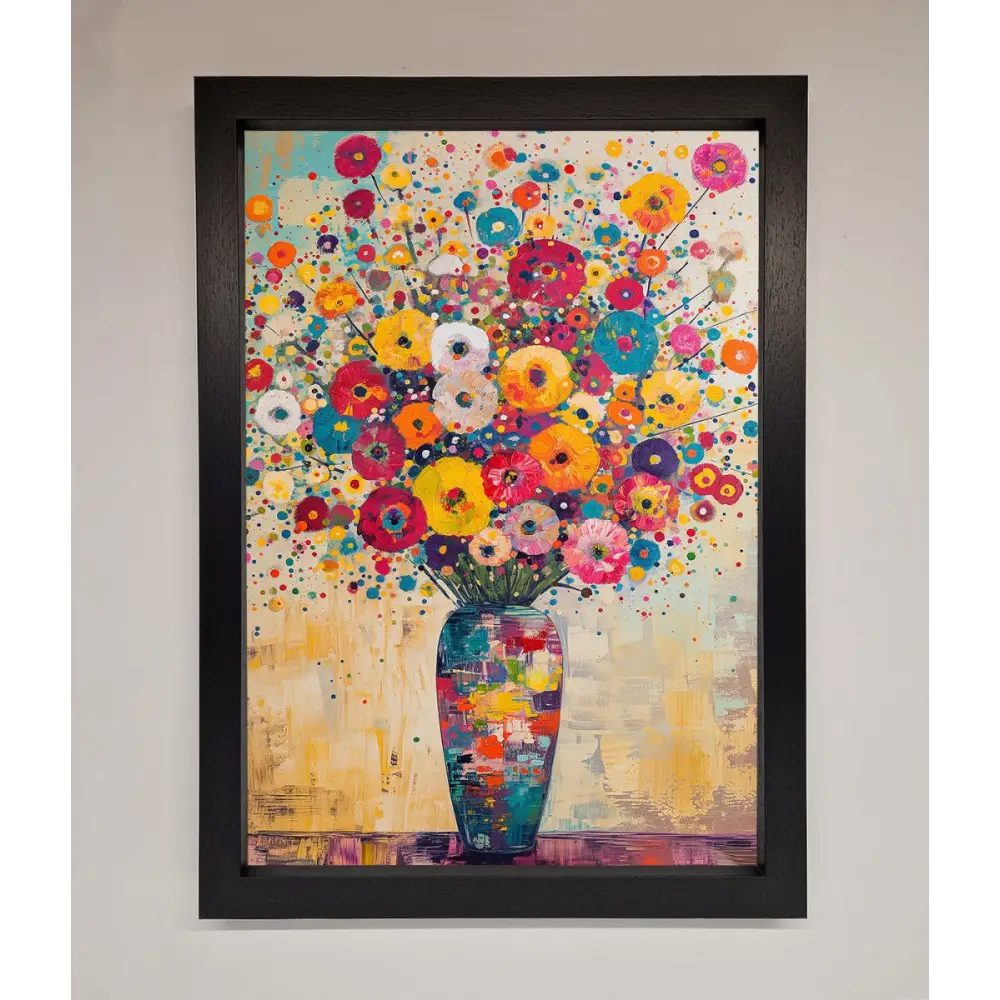 Klimt Style Flowers Framed Poster - A3 (29.7 x 42 cm) / Black - Framed Print