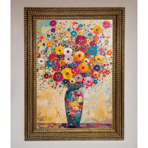 Klimt Style Flowers Framed Poster - A3 (29.7 x 42 cm) / Ornate Gold - Framed Print