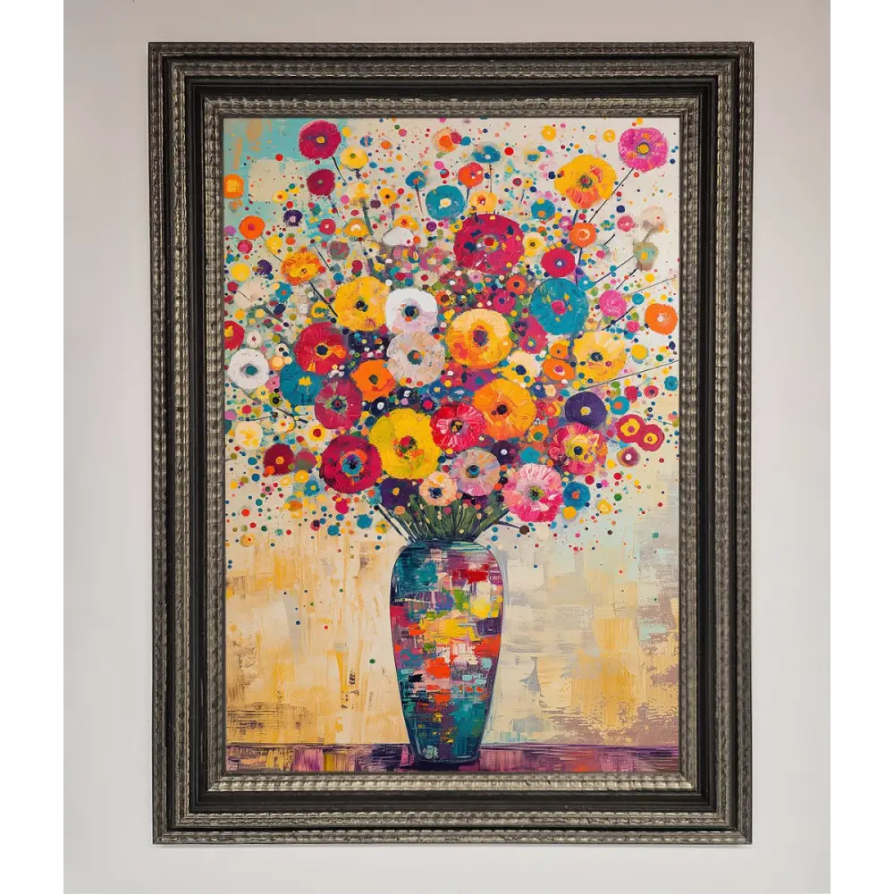 Klimt Style Flowers Framed Poster - A3 (29.7 x 42 cm) / Ornate Silver Black - Framed Print