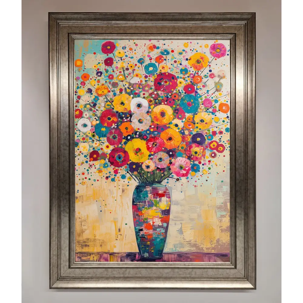 Klimt Style Flowers Framed Poster - A3 (29.7 x 42 cm) / Silver - Framed Print