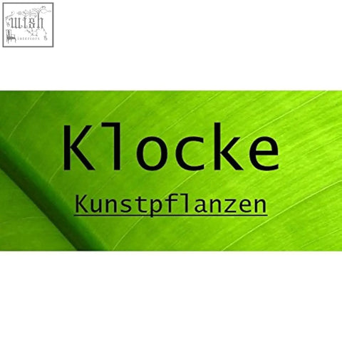 The klocke dekorationsbedarf artificial plant logo on a green leaf background for artificial grass table decor