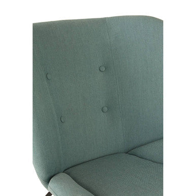Kolding green fabric accent chair with teal button-tufted backrest and soft green fabric upholstery