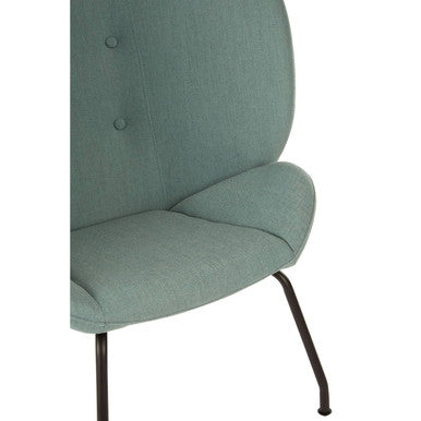 Kolding green fabric accent chair with teal upholstery, button detailing, and black metal legs for stylish seating