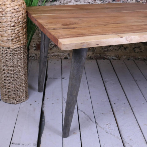 Rustic koptuli living edge coffee table with dark metal legs made of mango wood and natural living edge design