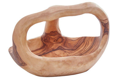 Kora olive wood fruit bowl with smooth natural finish and distinctive swirling grain patterns perfect for serving fruit