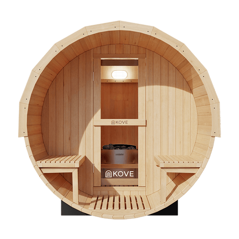 KOVE Outdoor Barrel Sauna – 1–2 Person Garden Sauna with 4.5kW Harvia Electric Heater