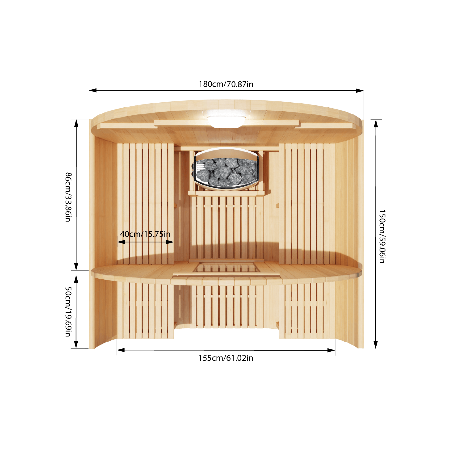 KOVE Outdoor Barrel Sauna – 1–2 Person Garden Sauna with 4.5kW Harvia Electric Heater
