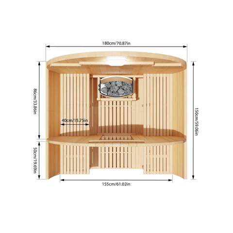 KOVE Outdoor Barrel Sauna – 1–2 Person Garden Sauna with 4.5kW Harvia Electric Heater