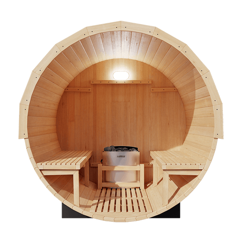 KOVE Outdoor Barrel Sauna – 1–2 Person Garden Sauna with 4.5kW Harvia Electric Heater