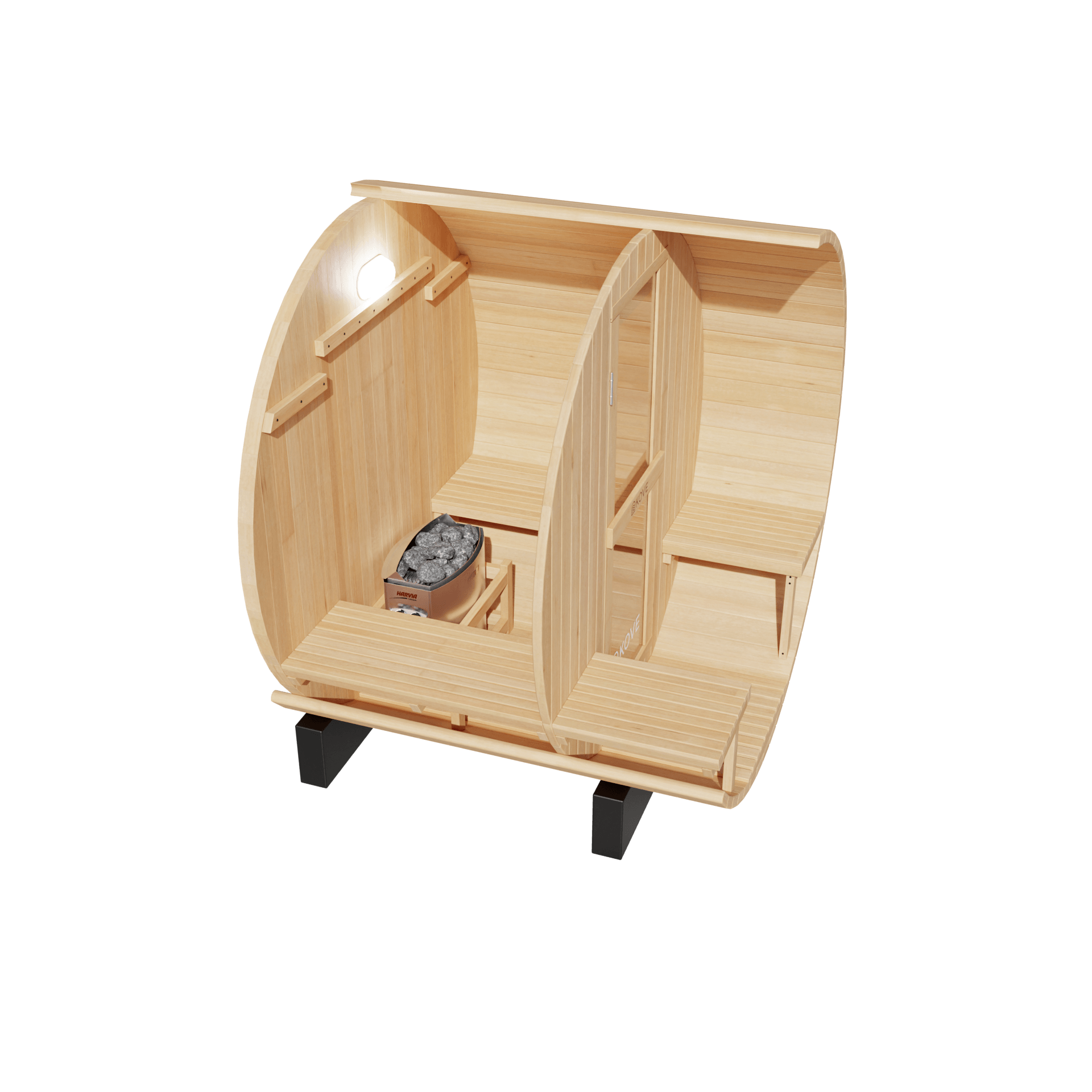 KOVE Outdoor Barrel Sauna – 1–2 Person Garden Sauna with 4.5kW Harvia Electric Heater