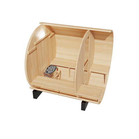 KOVE Outdoor Barrel Sauna – 3–4 Person Garden Sauna with 6kW Harvia Electric Heater