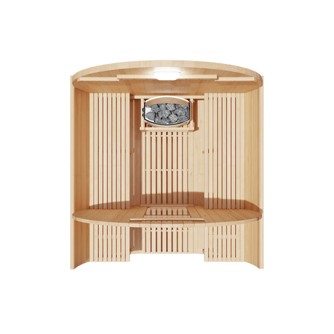 KOVE Outdoor Barrel Sauna – 3–4 Person Garden Sauna with 6kW Harvia Electric Heater