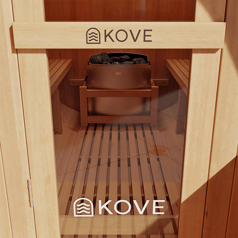 KOVE Outdoor Barrel Sauna – 5–6 Person Garden Sauna with 6kW Harvia Electric Heater