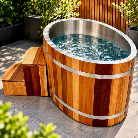 KOVE Oval Cedar Ice Bath – Reclined Cold Plunge