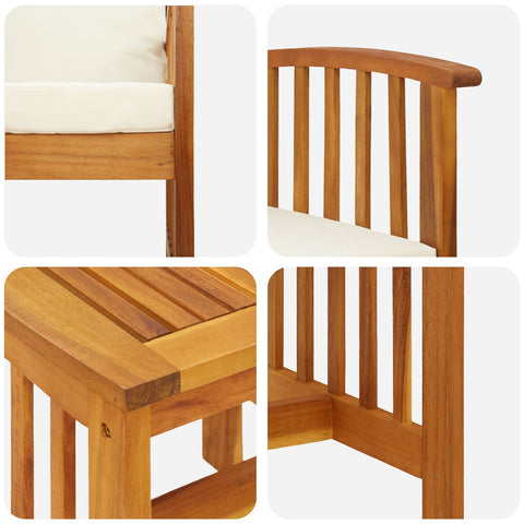 Teak wood outdoor chair with white cushion made from solid acacia wood perfect for outdoor dining set
