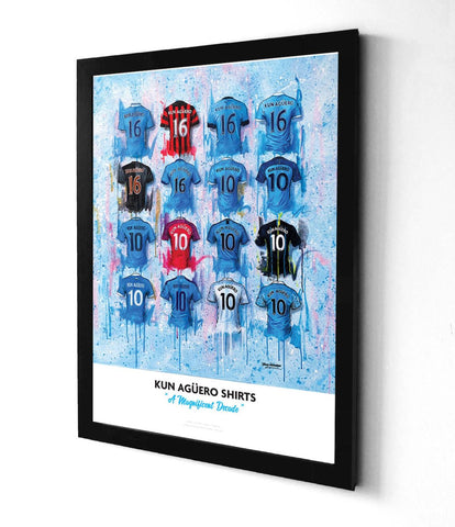 Kun Agüero goal A2 Limited Edition Signed Print