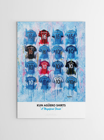 Kun Agüero goal A2 Limited Edition Signed Print