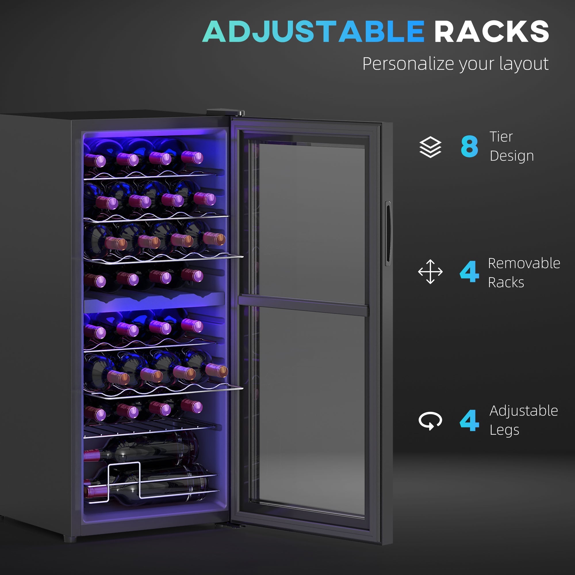 HOMCOM 32 Bottle Dual Zone 5-18\'e2\'84\'83 Wine Fridge - Black