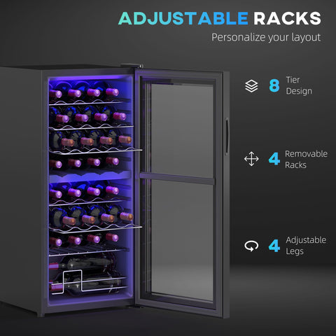 HOMCOM 32 Bottle Dual Zone 5-18\'e2\'84\'83 Wine Fridge - Black