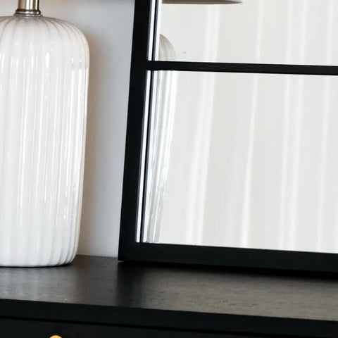 Kyō - Black Metal Rectangle Lattice Window Mirror - 120cm x 95cm - Mirror
