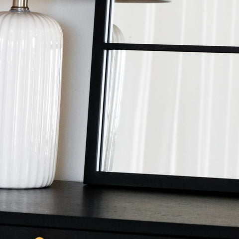 Kyō - Black Metal Rectangle Lattice Window Mirror - 120cm x 95cm