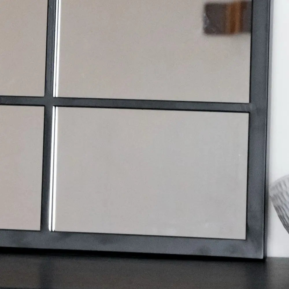 Kyō - Black Metal Rectangle Lattice Window Mirror - 90cm x 70cm - Mirror