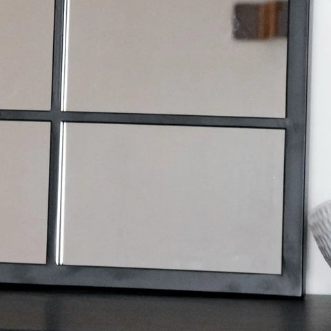 Kyō - Black Metal Rectangle Lattice Window Mirror - 90cm x 70cm - Mirror