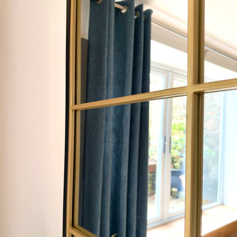 Kyō - Full Length Black and Gold Metal Rectangle Lattice Grid Mirror - 180cm x 105cm.