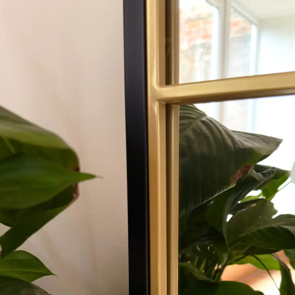 Kyō - Full Length Black and Gold Metal Rectangle Lattice Grid Mirror - 180cm x 105cm. - Mirror