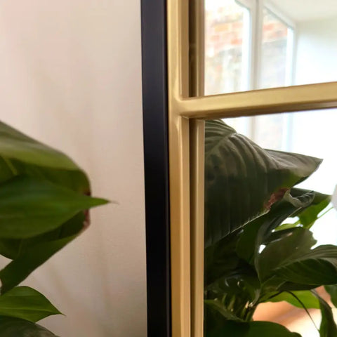 Kyō - Full Length Black and Gold Metal Rectangle Lattice Grid Mirror - 180cm x 105cm. - Mirror