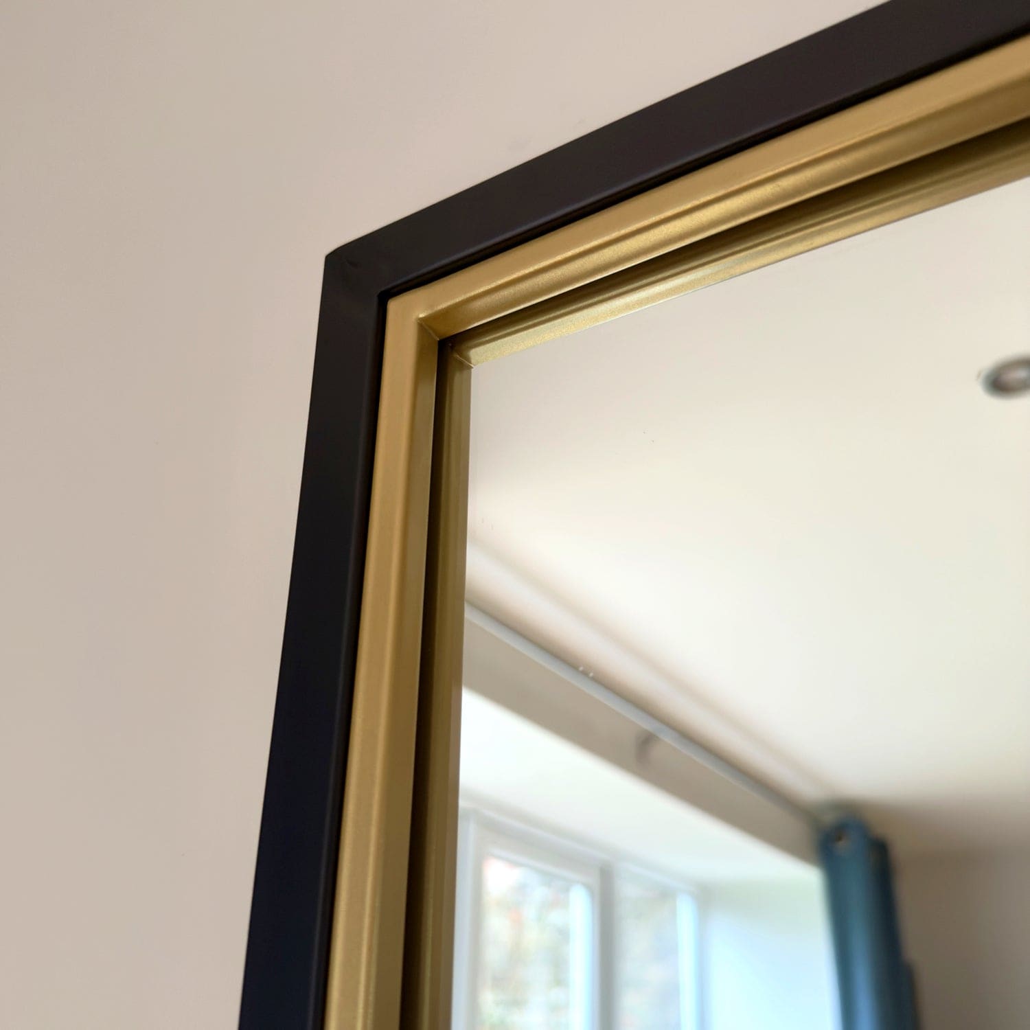 Kyō - Full Length Black and Gold Metal Rectangle Lattice Grid Mirror - 180cm x 105cm.