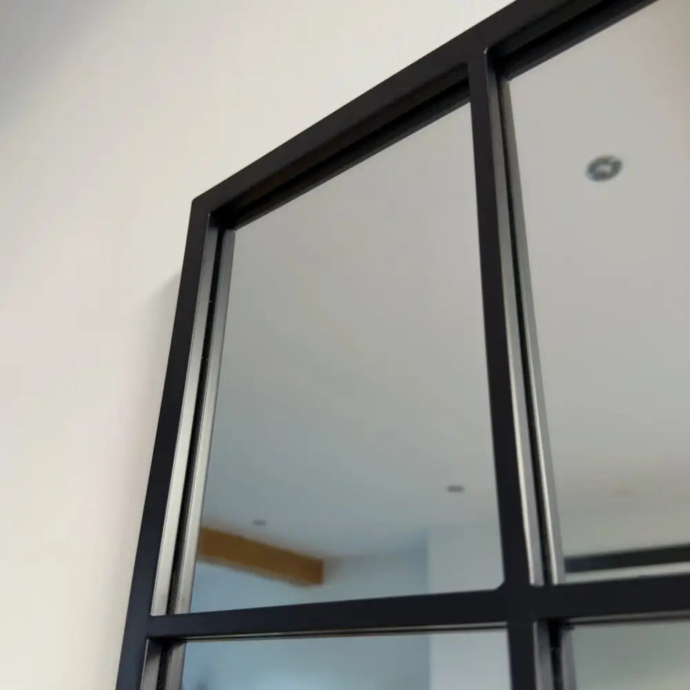 Kyō - Full Length Black Metal Rectangle Lattice Grid Mirror - 150cm x 60cm. - Mirror