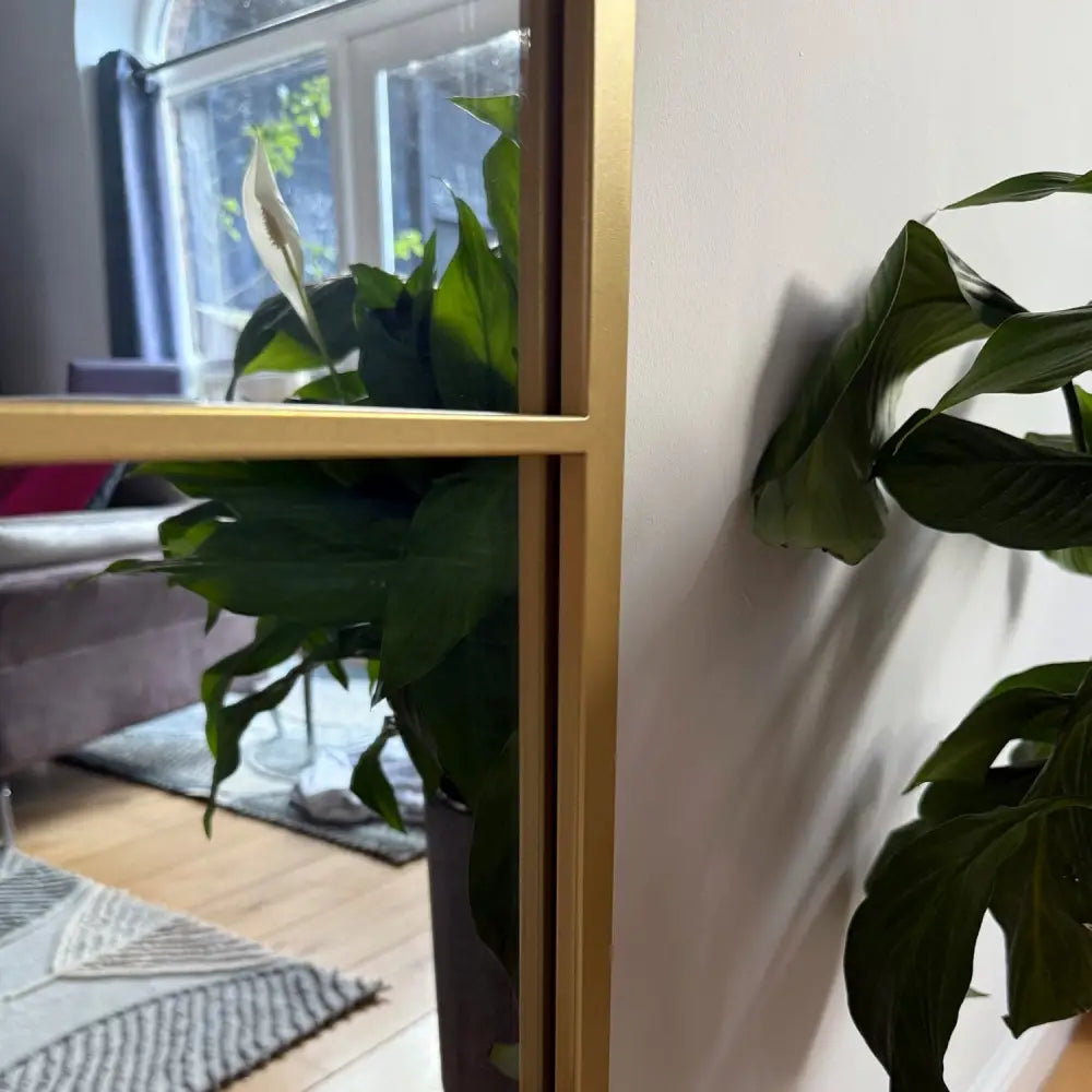 Kyō - Full Length Gold Metal Rectangle Lattice Grid Mirror - 150cm x 60cm - Mirror