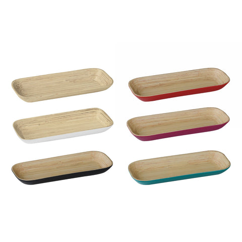 Rectangular spun bamboo serving tray kyoto red small with colorful painted edges in red white black pink and teal