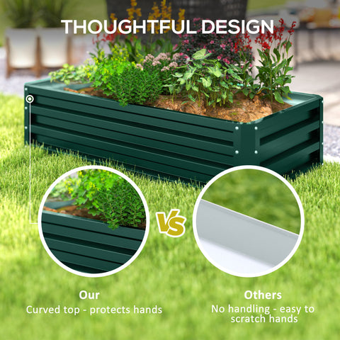 Outsunny Raised Beds for Garden, Galvanized Outdoor Planters, for Herbs and Vegetables, Use for Patio, Backyard, Balcony, Green