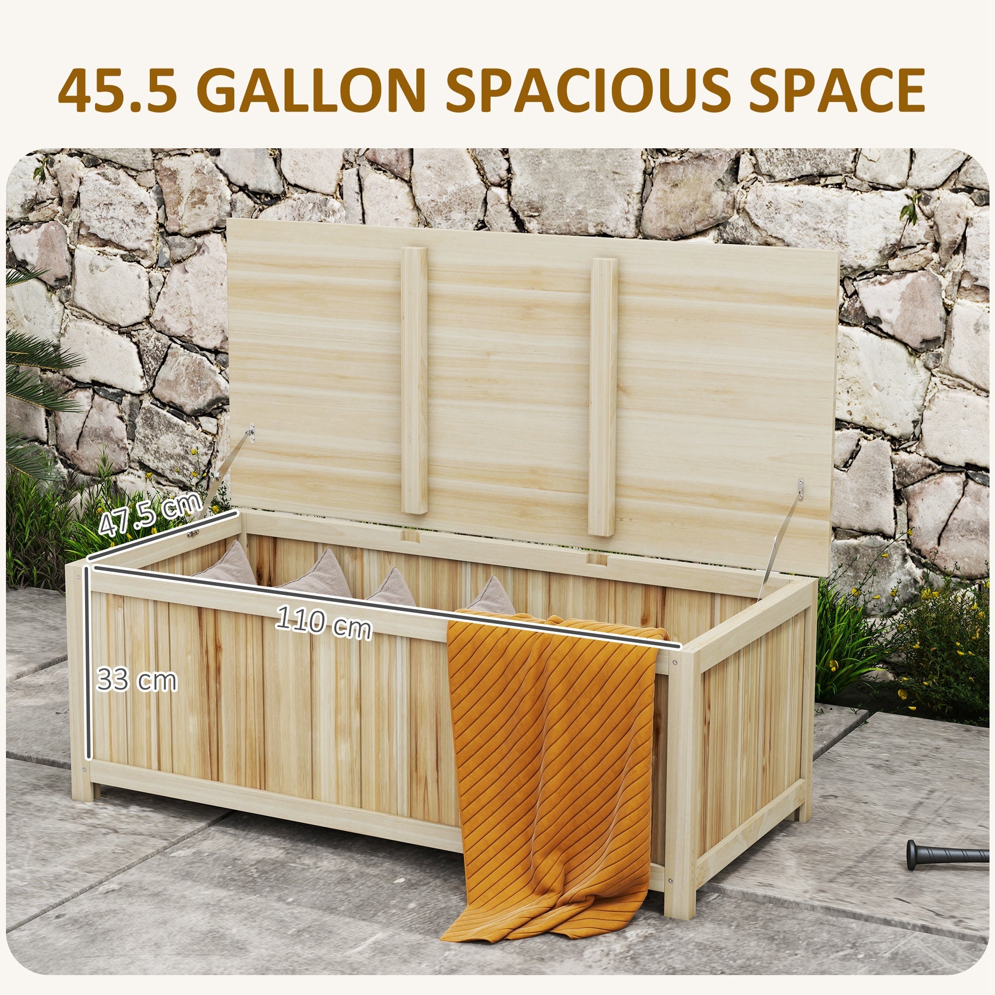 Outsunny 172 Litre Outdoor Storage Box, Wooden terrace Box Garden Storage Container, Natural