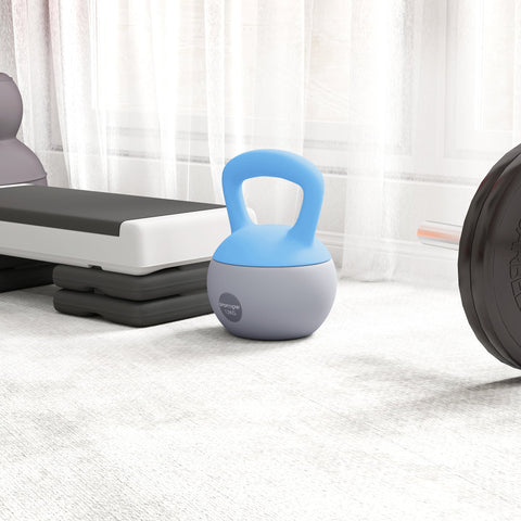 SPORTNOW 12KG Soft Kettlebell, Kettlebell with Non-Slip Handle for Home Gym, Weight Lifting, Strength Training, Light Blue/Grey