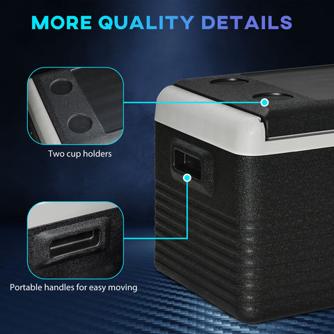 Outsunny 30L Car Refrigerator, Portable Compressor Car Fridge Freezer, Electric Cooler Box with 12/24V DC and 110-240V AC for Camping, Driving, Picnic, Down to -20\'e2\'84\'83