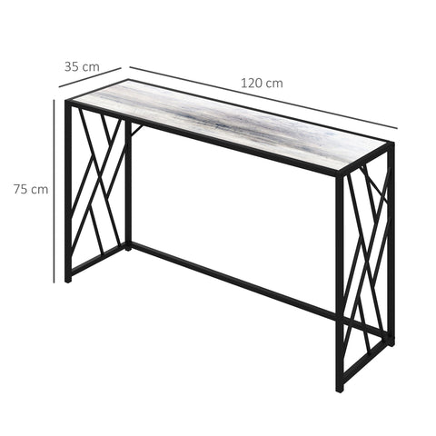 HOMCOM Console Table, Industrial Sofa Table with Metal Frame for Living Room, Hallway, 120\'c2\'a0cm, Grey
