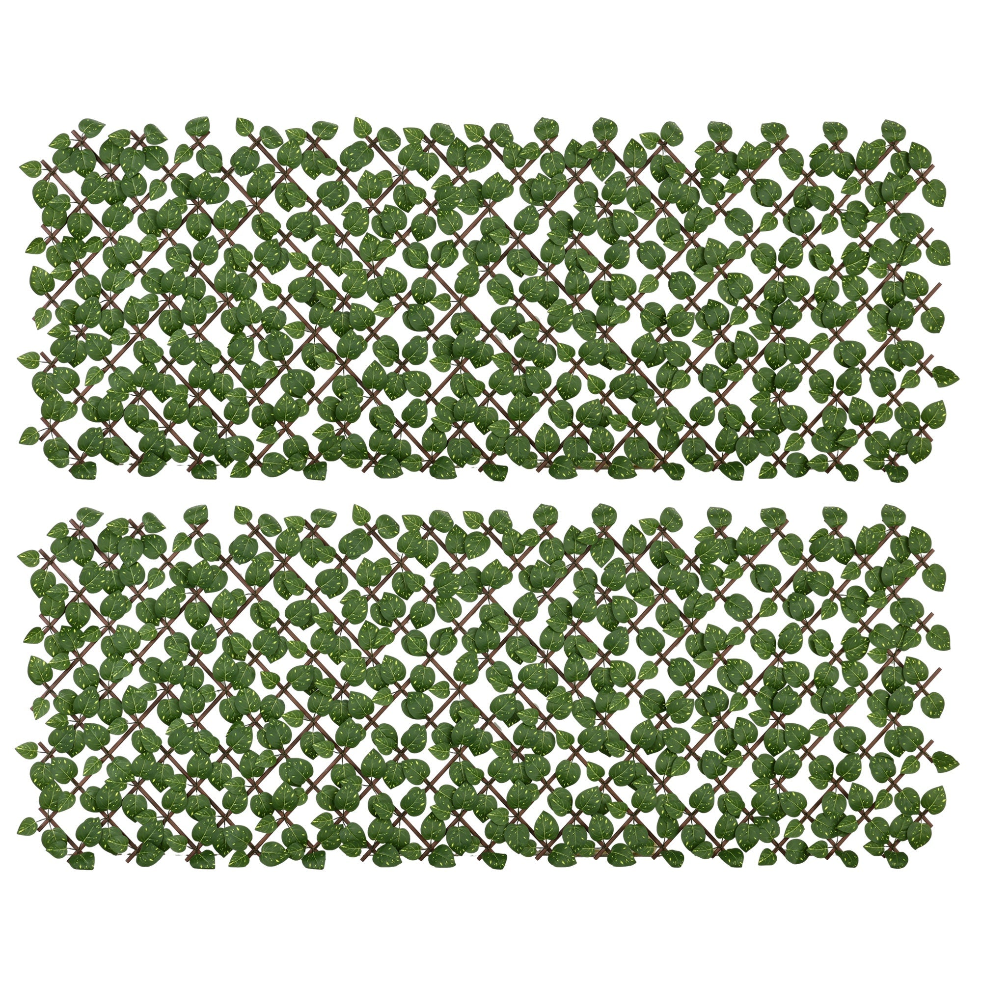 Outsunny Set of 2 Expandable Artificial Trellis Hedges – Realistic Leaf Privacy Screen, 2 x 1 m