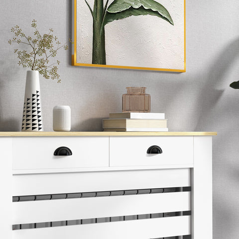 HOMCOM 95.5H x 111Wcm Radiator Cover, with Drawer - White