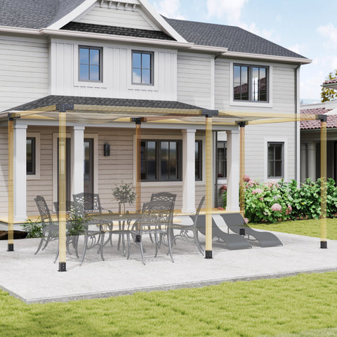 Outsunny 12PCS Pergola Kit, Pergola Brackets with 3-Way & 4-Way Corner Brackets for 9.6 x 9.6 cm (Actual 9.2 x 9.2 cm) Lumber