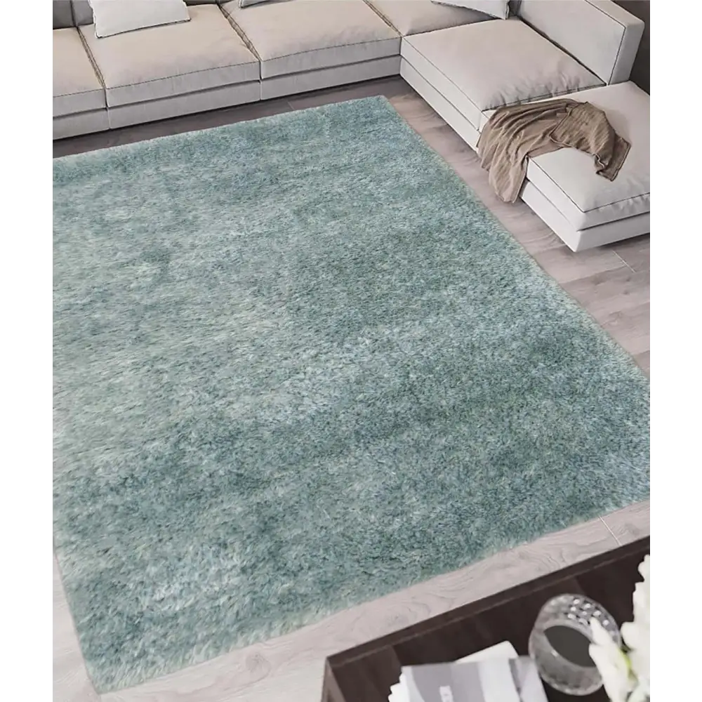 Lagom Duck Egg Blue Shaggy Rug - Rugs