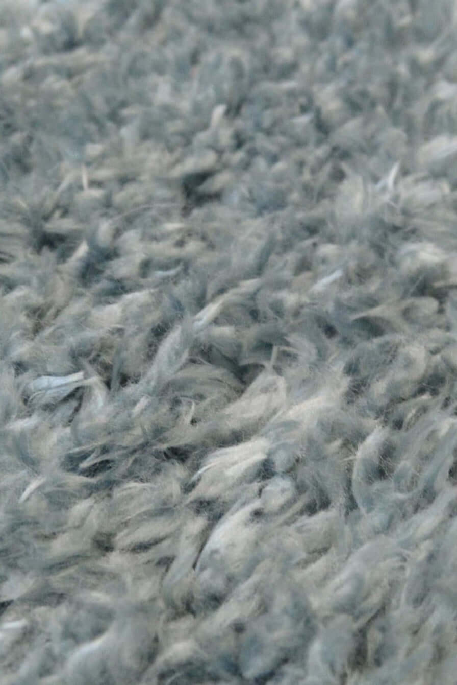 Lagom duck egg blue shaggy rug with soft gray plush shag carpet and cozy textured surface for any space