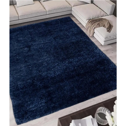 Lagom Navy Shaggy Rug - Rugs