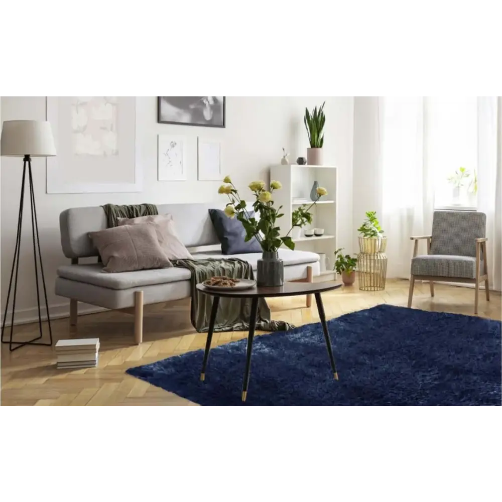 Lagom Navy Shaggy Rug - Rugs