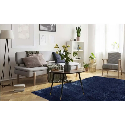 Lagom Navy Shaggy Rug - Rugs