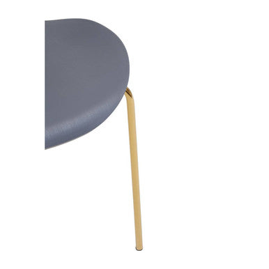 Modern laila dining chair with grey seat featuring a sleek curved design and slender gold-tone metal legs
