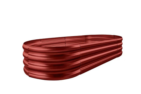 Red corrugated metal raised garden bed from land guard galvanized kit for outdoor vegetable planting